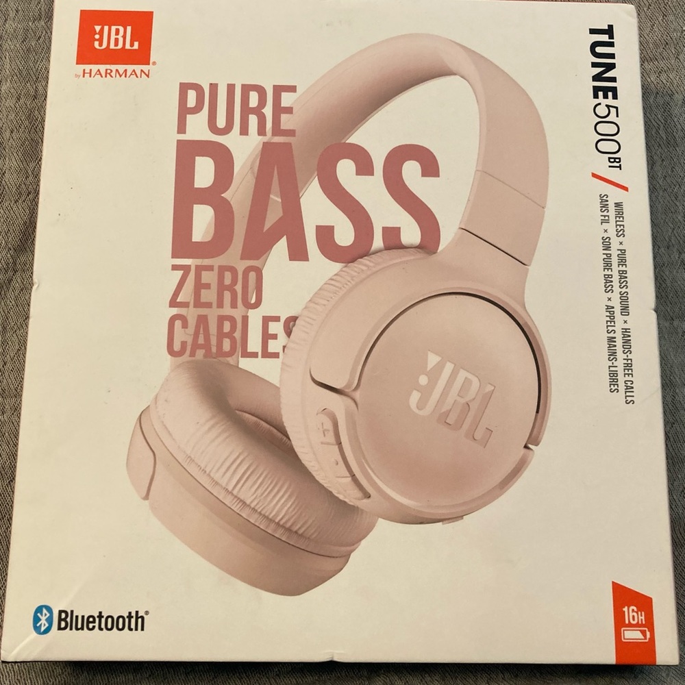 JBL Tune 500 TRUE PURE BASS ZERO CABLES PINK